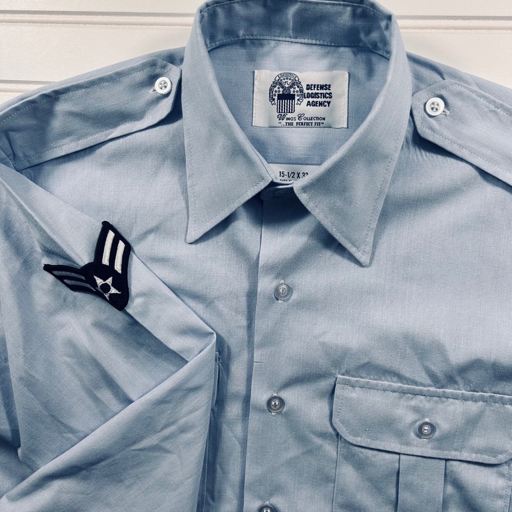 USAF Service Dress Uniform Long Sleeve Shirt Mens 15.5x33 Blue 1550 Military UEC